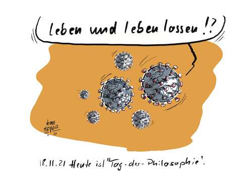 Cartoon: Heute ist Tag der Philosophie (medium) by Jori Niggemeyer tagged corona,virus,coronavirus,ansteckung,geimpft,genesen,getestet,impfung