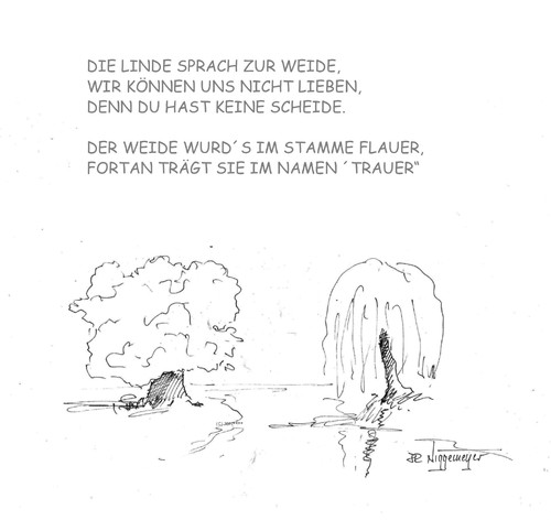 Cartoon: Nur mal so... (medium) by Jori Niggemeyer tagged joricartoon,niggemeyer,trennung,liebe,cartoon,gespräch,bäume