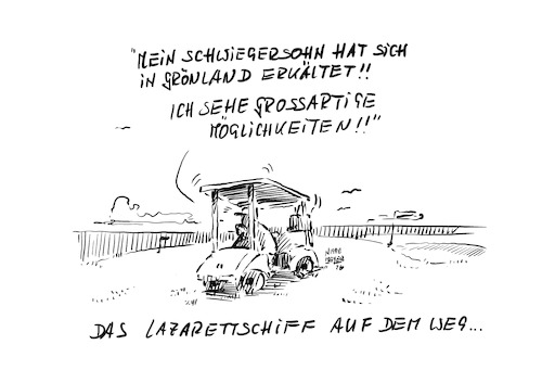 Cartoon: Trumps Schwiegersohn  ... (medium) by Jori Niggemeyer tagged trump,lazarettschiff,grönland,fcktrmp,trump,lazarettschiff,grönland,fcktrmp