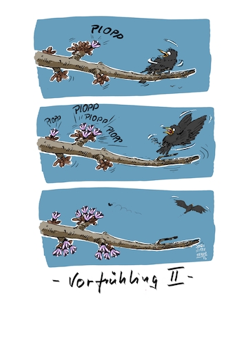 Cartoon: Vorfrühling II (medium) by Jori Niggemeyer tagged vorfrühling,frühling,knospen,tiere,gefahr,blüte,vogel,kirsche,kirschblüte,garten,natur,gardening,hope,hoffnung,vorfrühling,frühling,knospen,blüte,vogel,kirsche,kirschblüte,garten,natur,gardening,hope,hoffnung