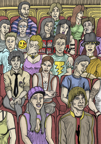 Cartoon: Everybody is watching. (medium) by javierhammad tagged people,group,enjoy,expectation,watch,cinema,teather,mass,media,news,comedy,drama,illustration,illustrationen,kino,publikum,zuschauer,unterhaltung,drama,film