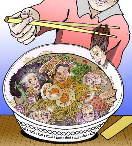 Cartoon: Just add water (medium) by javierhammad tagged canibalism,ramen,japanese,food,food,japanese,ramen,canibalism