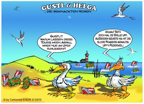 Cartoon: Dumme Möwe (medium) by Egon58 tagged möwe,strand,abfall