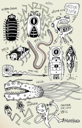 Cartoon: Documentary study (medium) by Alesko tagged garden,insecte,scribble,documentary,alesko