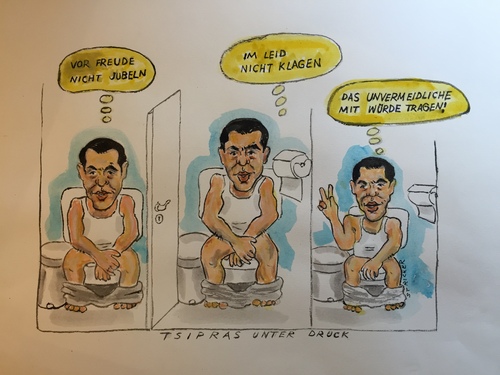 Cartoon: Tsipras unter Druck (medium) by CatPal tagged tsipras,griechenland,grexit,greece