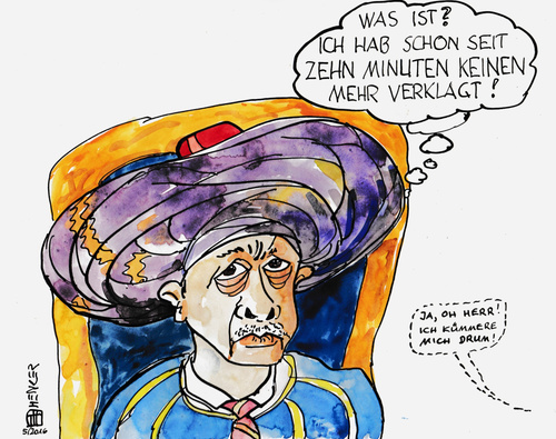 Cartoon: Grimmiger Sultan (medium) by thomasH tagged sultan,kritik,beleidigung,anklage,gericht,verfügung,sultanbeleidigung,verklagen