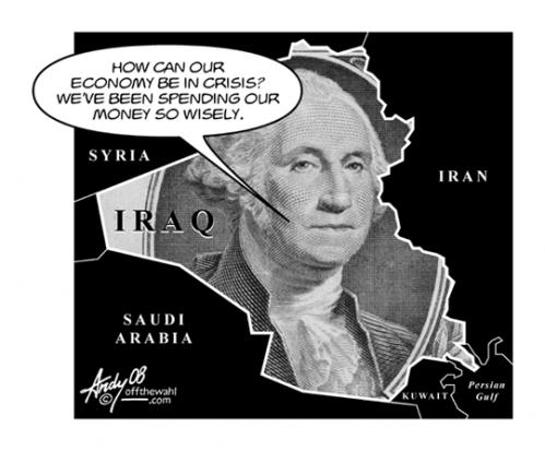 Cartoon: Dollar Wise (medium) by offthewahltoons tagged andrew,wahl,economic,crisis,dollar,war,iraq