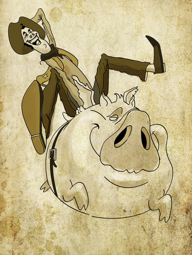 Cartoon: Flying Pig (medium) by vim_kerk tagged piggy,cowboy,pig,flying