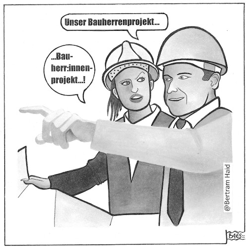 Cartoon: Bauherrin (medium) by BAES tagged herrin,bauherren,bauherrin,baustelle,domina,bauen,gendern,geschlecht,herrin,bauherren,bauherrin,baustelle,domina,bauen,gendern,geschlecht