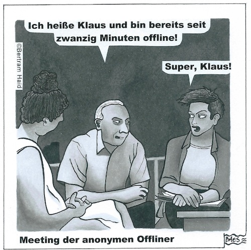 Cartoon: Club der anonymen Offliner (medium) by BAES tagged online,internet,sucht,offline,soziale,netzwerke,hilfe,meeting,gespräch,online,internet,sucht,offline,soziale,netzwerke,hilfe,meeting,gespräch