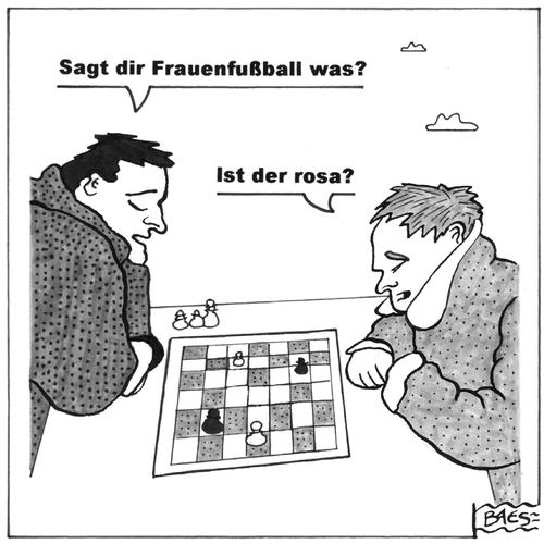 Cartoon: Frauenfußball (medium) by BAES tagged zwei,männer,beim,schach,männer,schach