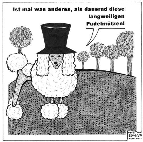 Cartoon: Gut gebellt Pudel! (medium) by BAES tagged tiere,hunde,pudel,kopfbedeckungen,mützen,zylinder,abwechslung,tiere,hunde,pudel,kopfbedeckungen,mützen,zylinder,abwechslung