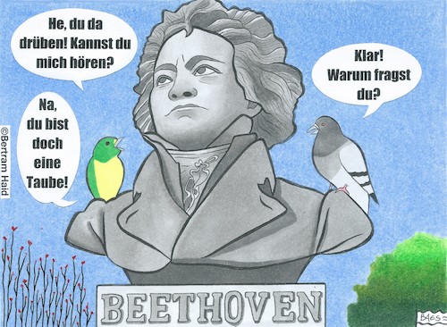 Cartoon: Ludwig van (medium) by BAES tagged beethoven,klassik,denkmal,komponist,musik,kunst,tiere,tauben,vögel,ohren,hören,beethoven,klassik,denkmal,komponist,musik,kunst,tiere,tauben,vögel