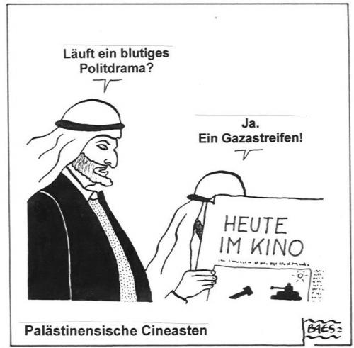 Cartoon: Palästinensische Cineasten (medium) by BAES tagged palästina,politik,kino,gazasteifen,nahost,scheich,krieg