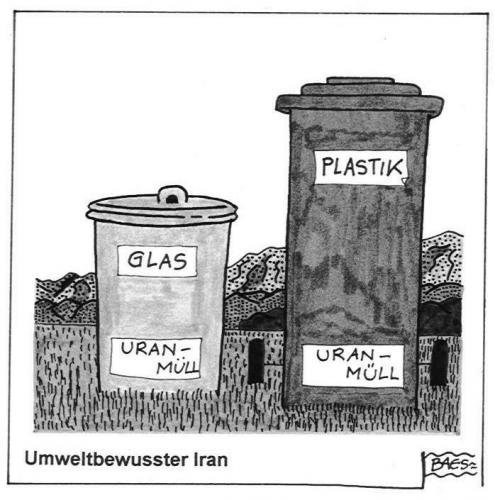 Cartoon: Umweltbewusster Iran (medium) by BAES tagged ecologyminded,garbage,umwelt,iran,uran,abfall,atomkraftwerk,umweltschutz,mülltrennung