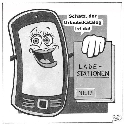 Cartoon: Urlaubskataloge (medium) by BAES tagged handy,smartphone,elektronik,aufladen,power,energie,erholung,ferien,urlaub,reise,handy,smartphone,elektronik,aufladen,power,energie,erholung,ferien,urlaub,reise