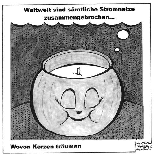 Cartoon: Wovon Kerzen träumen (medium) by BAES tagged kerzen,träume,strom,kerzen,träume,strom