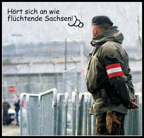 Cartoon: ... (medium) by Andreas Prüstel tagged flüchtlinge,sachsen,österreich,cartoon,collage,andreas,pruestel
