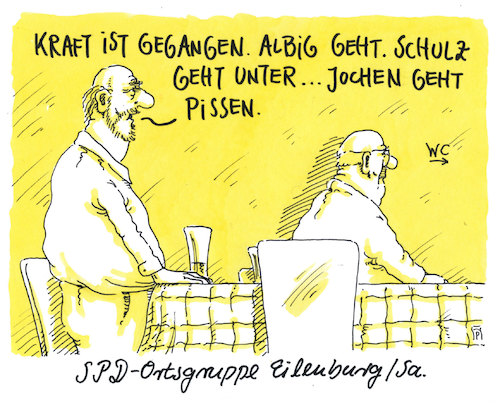 Cartoon: abgänge (medium) by Andreas Prüstel tagged spd,landtagswahlen,kraft,albig,rücktritte,schulz,umfragewerte,ortsgruppe,eilenburg,sachsen,cartoon,karikatur,andreas,pruestel,spd,landtagswahlen,kraft,albig,rücktritte,schulz,umfragewerte,ortsgruppe,eilenburg,sachsen,cartoon,karikatur,andreas,pruestel