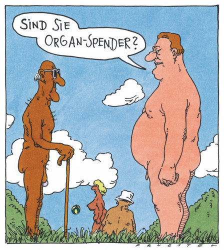 Cartoon: am fkk (medium) by Andreas Prüstel tagged organspender,fkk,nudisten,geschlechtsteil,größenunterschied,organspender,fkk,nudisten,geschlechtsteil,größenunterschied,sex,strand,nudist,nackt