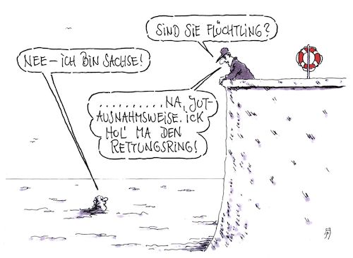 Cartoon: ausnahmsweise (medium) by Andreas Prüstel tagged flüchtlinge,flüchtlingsrettung,seenot,sachsen,preussen,cartoon,karikatur,andreas,pruestel,flüchtlinge,flüchtlingsrettung,seenot,sachsen,preussen,cartoon,karikatur,andreas,pruestel