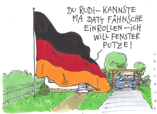 Cartoon: banner (medium) by Andreas Prüstel tagged fußballweltmeisterschaft,patriotismus,flagge,fußballweltmeisterschaft,flagge,patriotismus,fans,fußball,wm,weltmeisterschaft,deutschland,vaterland