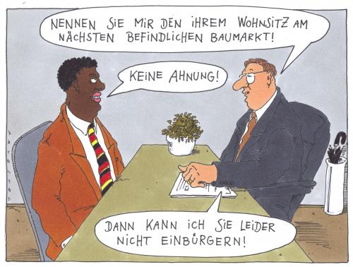 Cartoon: baumarkt (medium) by Andreas Prüstel tagged einbürgerung,amt,baumarkt,einbürgerungstest,einbürgerung,ausländer,deutschland,integration,migration,staatsbürgerschaft,aufenthaltserlaubnis,aufenthaltsgenehmigung,bürger,zuwanderungsgesetz,zuwanderung,ausländergesetz,stag,fragenkatalog,test,prüfung,prüfungsfragen,einbürgerungsamt,baumarkt,wohnsitz,einwanderung,immigration,immigranten