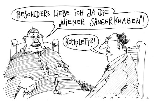 Cartoon: beim missbrauchsgipfel (medium) by Andreas Prüstel tagged katholische,kirche,missbräuche,kinderschutzgipfel,vatikan,papst,franziskus,wiener,sängerknaben,cartoon,karikatur,andreas,pruestel,katholische,kirche,missbräuche,kinderschutzgipfel,vatikan,papst,franziskus,wiener,sängerknaben,cartoon,karikatur,andreas,pruestel