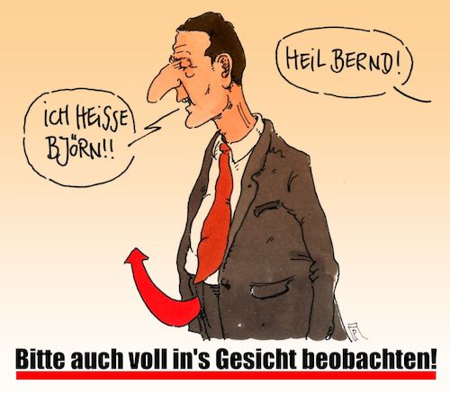 Cartoon: beobachten (medium) by Andreas Prüstel tagged afd,björn,höcke,rechtsradikalismus,forderung,beobachtung,verfassungsschutz,cartoon,karikatur,andreas,pruestel,afd,björn,höcke,rechtsradikalismus,forderung,beobachtung,verfassungsschutz,cartoon,karikatur,andreas,pruestel