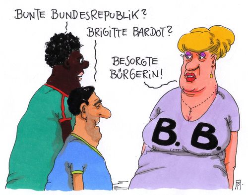 Cartoon: besorgt (medium) by Andreas Prüstel tagged besorgte,bürger,pegida,flüchtlinge,einwanderung,asylanten,fremdenfeindlichkeit,bunte,republik,brigitte,bardot,cartoon,karikatur,andreas,pruestel,besorgte,bürger,pegida,flüchtlinge,einwanderung,asylanten,fremdenfeindlichkeit,bunte,republik,brigitte,bardot,cartoon,karikatur,andreas,pruestel