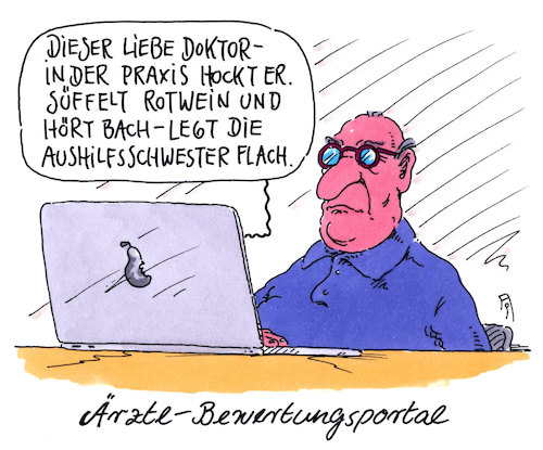 Cartoon: bewertung (medium) by Andreas Prüstel tagged internet,bewertungsportal,ärzte,cartoon,karikatur,andreas,pruestel,internet,bewertungsportal,ärzte,cartoon,karikatur,andreas,pruestel