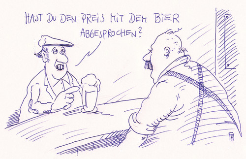 Cartoon: bierpreis (medium) by Andreas Prüstel tagged brauereien,bier,preisabsprachen,bußgelder,bundeskartellamt,kartellverfahren,bitburger,krombacher,veltins,kneipe,wirt,gast,biertrinker,cartoon,karikatur,andreas,pruestel,brauereien,bier,preisabsprachen,bußgelder,bundeskartellamt,kartellverfahren,bitburger,krombacher,veltins,kneipe,wirt,gast,biertrinker,cartoon,karikatur,andreas,pruestel