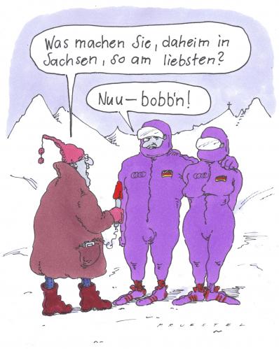 Cartoon: bobfahrer (medium) by Andreas Prüstel tagged interview,bob,sachsen,dialekt,interview,reporter,presse,journalist,nachrichten,kultur,sport,sachsen,bundesland,deutschland,dialekt,sprache,aussprache,wintersport,winter,bobfahren,schlitten,rodeln,bob,deutsch,poppen,sex,geschlechtsverkehr