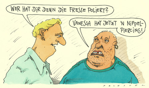 Cartoon: bodymetal (medium) by Andreas Prüstel tagged piercing,brustwarzen,zähne,körperschmuck,piercing,brustwarzen,zähne,körperschmuck