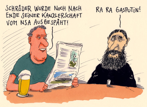 Cartoon: Boney S. (medium) by Andreas Prüstel tagged nsa,usa,geheimdienst,ausspähung,deutschland,altkanzler,schröder,putin,gasprom,rasputin,cartoon,karikatur,andreas,pruestel,nsa,usa,geheimdienst,ausspähung,deutschland,altkanzler,schröder,putin,gasprom,rasputin,cartoon,karikatur,andreas,pruestel