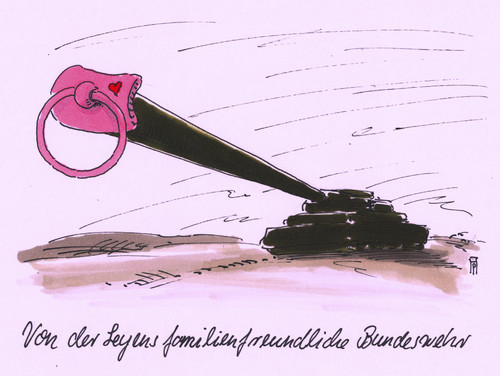 Cartoon: bundeswehr (medium) by Andreas Prüstel tagged bundeswehr,verteidigungsministerin,von,der,leyen,familienfreundlichkeit,dienst,und,familie,panzer,nuckel,cartoon,karikatur,andreas,pruestel,bundeswehr,verteidigungsministerin,von,der,leyen,familienfreundlichkeit,dienst,und,familie,panzer,nuckel,cartoon,karikatur,andreas,pruestel