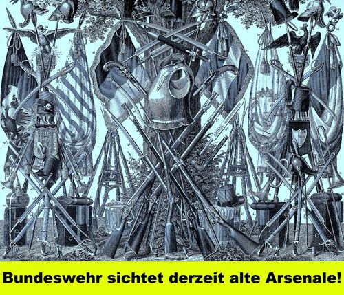 Cartoon: bundeswehr (medium) by Andreas Prüstel tagged pruestel,andreas,collage,cartoon,arsenal,bewaffnung,material,bundeswehr,bundeswehr,material,bewaffnung,arsenal,cartoon,collage,andreas,pruestel