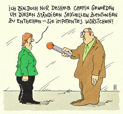 Cartoon: chefin (medium) by Andreas Prüstel tagged angela,merkel,bundeskanzlerin,chefin,journalisten,sexuelle,anzüglichkeiten,karikatur,cartoon,angela,merkel,bundeskanzlerin,chefin,journalisten,sexuelle,anzüglichkeiten,karikatur,cartoon