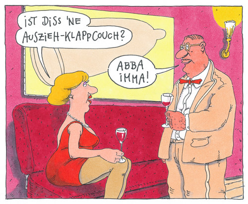 Cartoon: couch (medium) by Andreas Prüstel tagged ausziehklappcouch,date,date,liebe,partnerschaft,beziehung,flirt