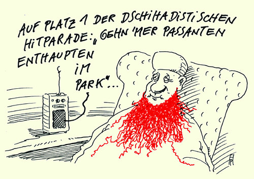 Cartoon: dchihadisten-hit (medium) by Andreas Prüstel tagged dchihadisten,terror,enthauptungen,hitparade,georg,kreißler,is,cartoon,karikatur,andreas,pruestel,islamisten,dchihadisten,terror,enthauptungen,hitparade,georg,kreißler,is,cartoon,karikatur,andreas,pruestel,islamisten