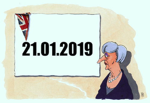 Cartoon: deadline (medium) by Andreas Prüstel tagged uk,brexit,abstimmung,parlament,theresa,may,cartoon,karikatur,andreas,pruestel,uk,brexit,abstimmung,parlament,theresa,may,cartoon,karikatur,andreas,pruestel
