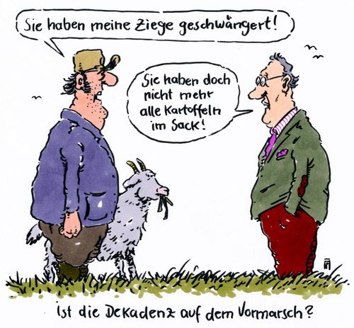 Cartoon: dekadenz (medium) by Andreas Prüstel tagged dekadenz,verfall,böhmermannaffäre,ziegenficker,ziege,satire,kunstfreiheit,cartoon,karikatur,andreas,pruestel,dekadenz,verfall,böhmermannaffäre,ziegenficker,ziege,satire,kunstfreiheit,cartoon,karikatur,andreas,pruestel