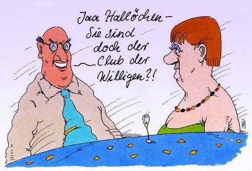 Cartoon: der club (medium) by Andreas Prüstel tagged flüchtlingskrise,europa,deutschland,merkel,aufnahmekontingente,eu,club,der,willigen,cartoon,karikatur,andreas,pruestel,flüchtlingskrise,europa,deutschland,merkel,aufnahmekontingente,eu,club,der,willigen,cartoon,karikatur,andreas,pruestel