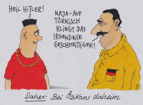 Cartoon: deutsch daheim (medium) by Andreas Prüstel tagged csu,bayern,deutschpflicht,sprache,privatsphäre,ausländer,migranten,asylanten,cartoon,karikatur,andreas,pruestel,csu,bayern,deutschpflicht,sprache,privatsphäre,ausländer,migranten,asylanten,cartoon,karikatur,andreas,pruestel