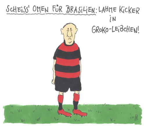 Cartoon: deutsche kicker (medium) by Andreas Prüstel tagged fußballnationalmannschaft,trikot,leibchen,groko,große,koalition,schwarz,rot,fußballweltmeisterschaft,brasilien,omen,cartoon,karikatur,andreas,pruestel,fußballnationalmannschaft,trikot,leibchen,groko,große,koalition,schwarz,rot,fußballweltmeisterschaft,brasilien,omen,cartoon,karikatur,andreas,pruestel