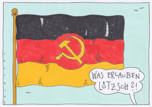 Cartoon: deutsches fähnsche (medium) by Andreas Prüstel tagged kommunismus,gesellschaftsmodell,dielinke,lötzsch,kommunismus,gesellschaftsmodell,linke,lötzsch