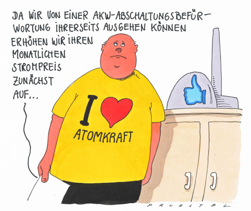 Cartoon: doppelpech (medium) by Andreas Prüstel tagged atomausstieg,energieversorger,schadenersatzforderungen,strompreis,preiserhöhungen,energieversorger,schadenersatzforderungen,strompreis,preiserhöhungen,atomausstieg