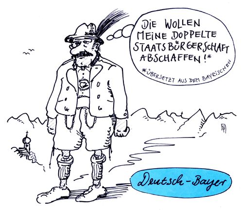 Cartoon: doppelt (medium) by Andreas Prüstel tagged doppelte,staatsbürgerschaft,doppelpass,cdu,freistaat,bayern,csu,cartoon,karikatur,andreas,pruestel,doppelte,staatsbürgerschaft,doppelpass,cdu,freistaat,bayern,csu,cartoon,karikatur,andreas,pruestel