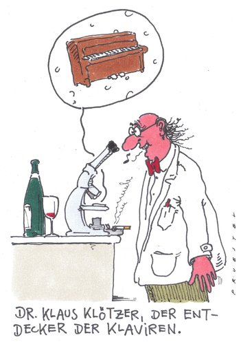 Cartoon: dr. klaus klötzer (medium) by Andreas Prüstel tagged forscher,labor,entdecker,viren,klavier,forscher,labor,entdecker,viren,klavier,forschung,wissenschaft,entdeckung,insturment