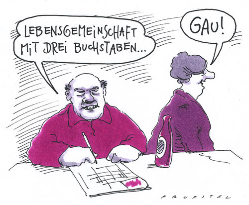 Cartoon: drei buchstaben (medium) by Andreas Prüstel tagged kreuzworträtsel,ehe,gau,ehe,kreuzworträtsel,gau,akw,atomkraft,fukushima